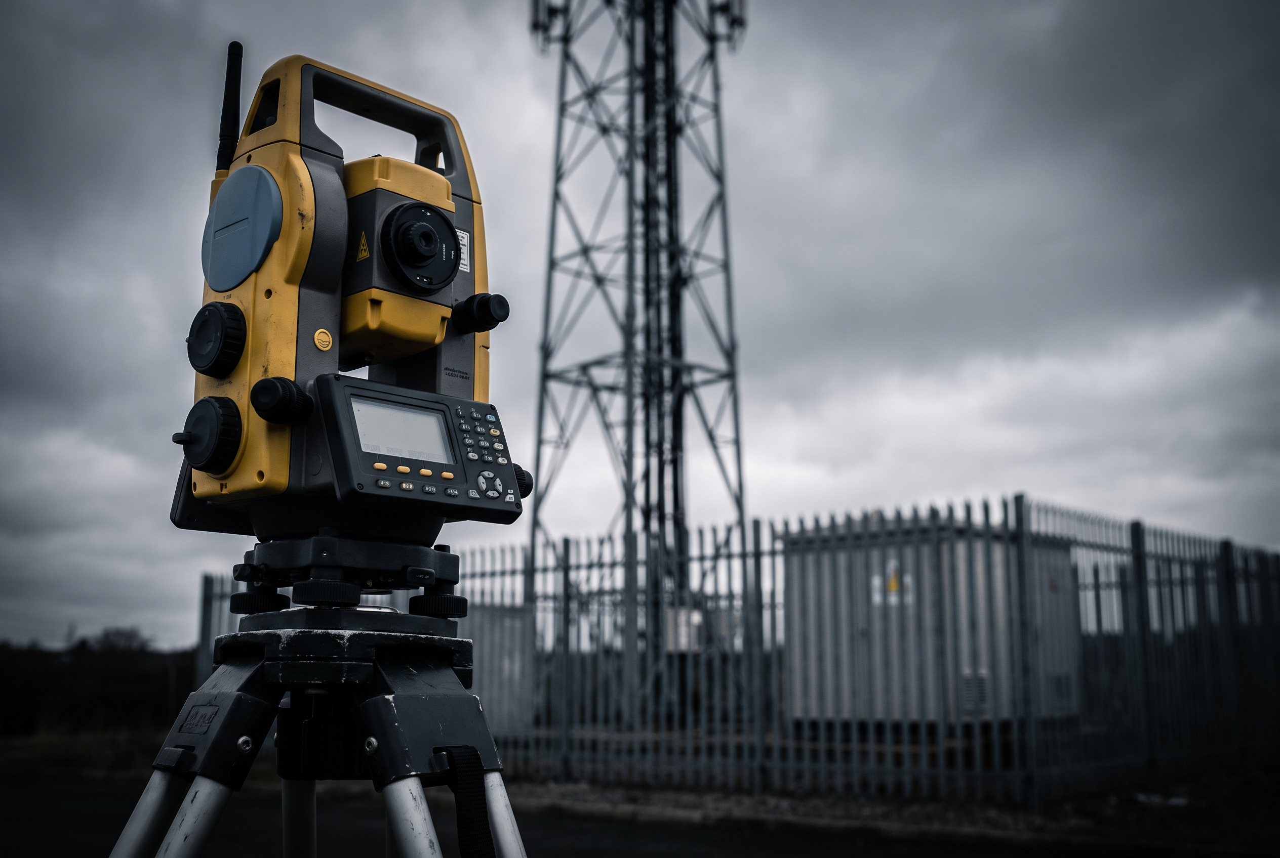 Total station set up on a telecoms site